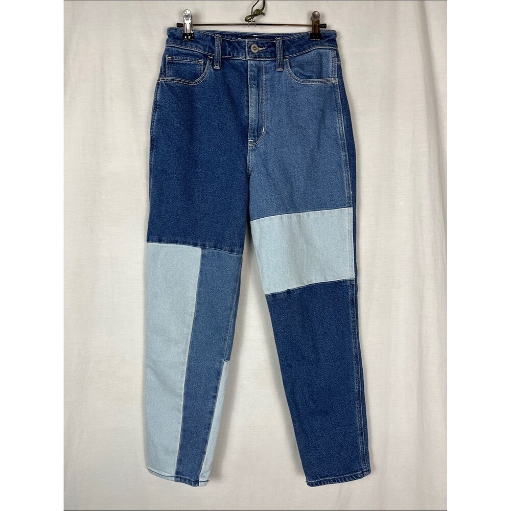 Hollister California Ultra High Rise Mom Jean Patchwork Jeans